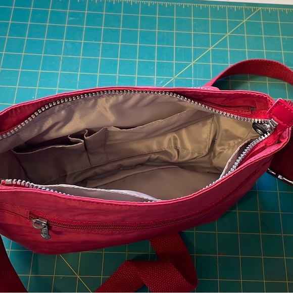 Kipling Syro Raspberry Red Crossbody Bag with Monkey KeyChain - Picture 6 of 12